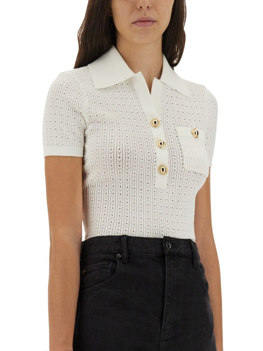 Self-Portrait Perforated Knit Top
