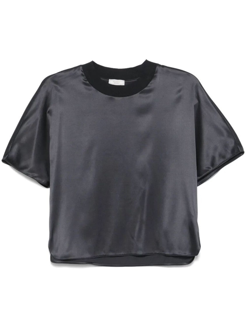Peserico Silk Blend T-Shirt With Glossy Finish