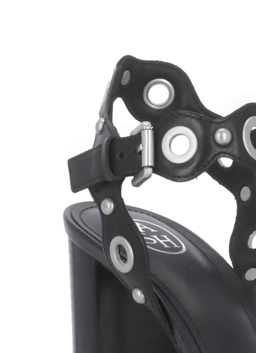 Ash Black Leather Keira Heeled Sandals