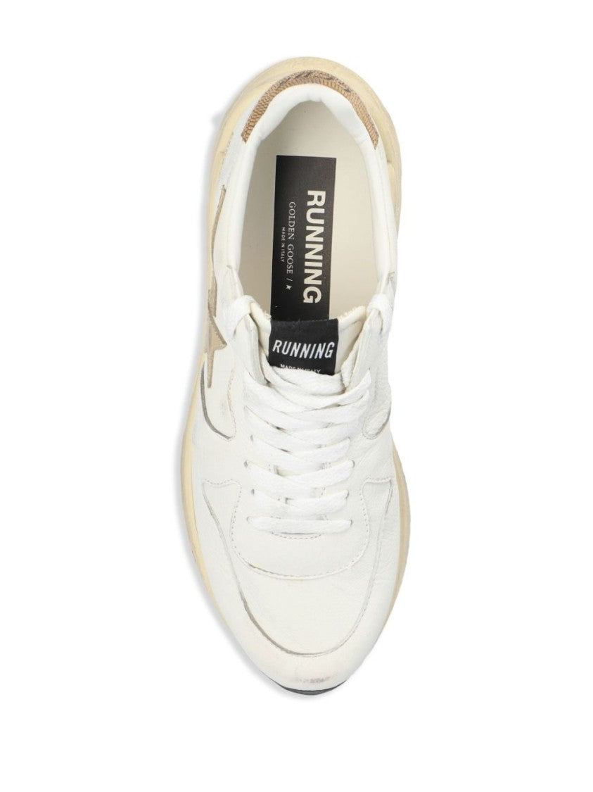 Golden Goose Deluxe Brand White Sneakers With Goat And Cow Leather Construction And Rubber Sole