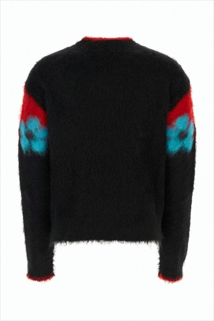 Marni Cropped Mohair Blend Sweater With Floral Accents