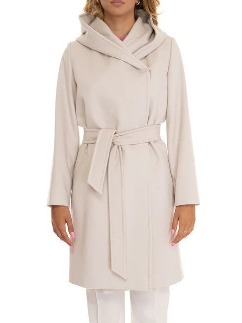 Max Mara Mid-Thigh Length White Wool Coat