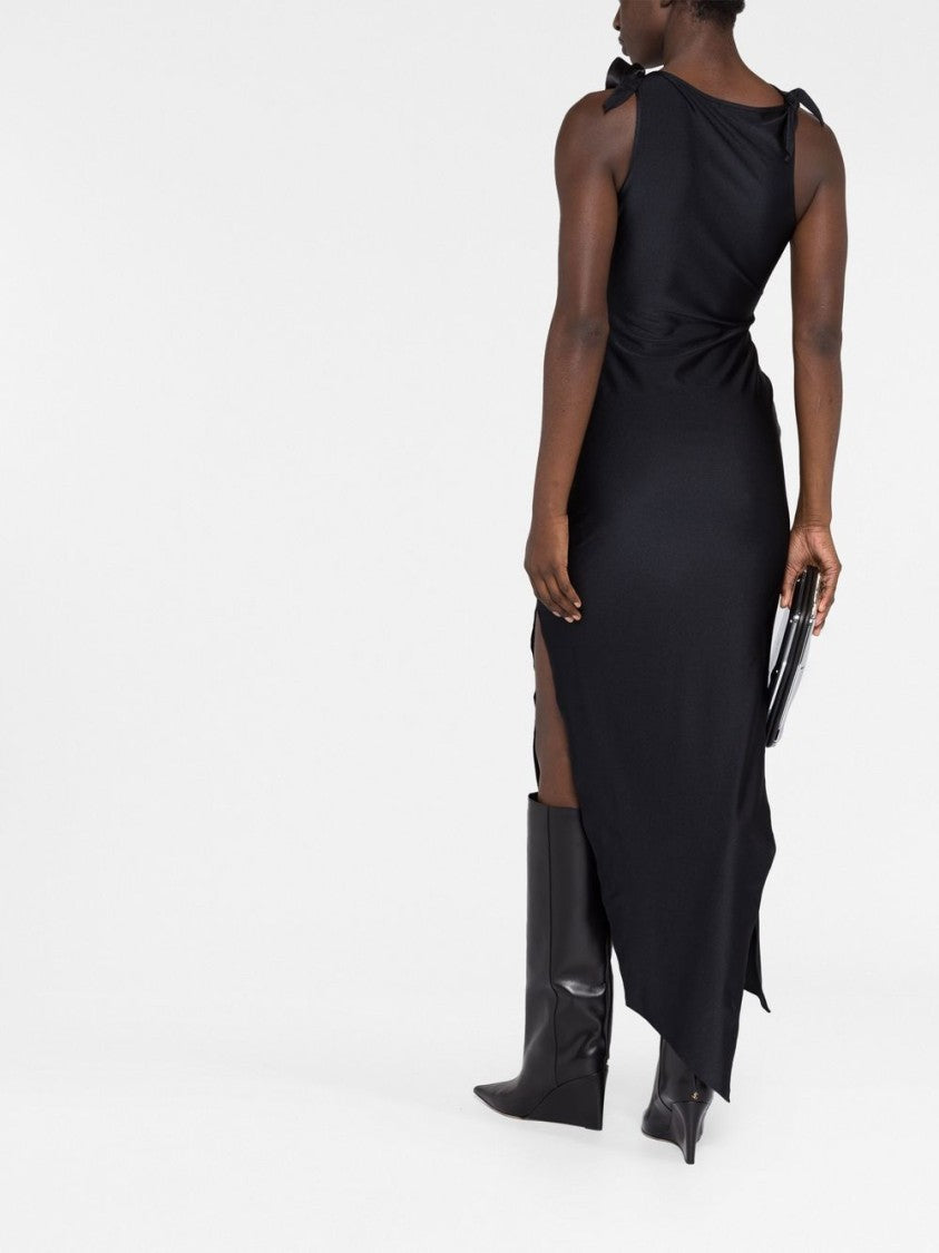 Coperni Black High Neck Floral Cut-Out Dress