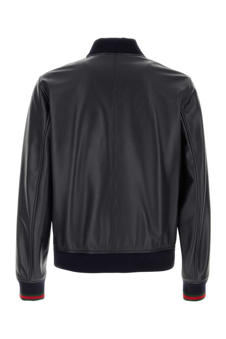 Gucci Midnight Blue Leather Bomber Jacket
