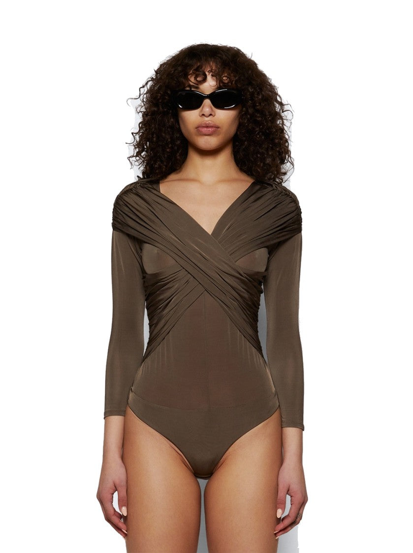 Patou Draped Bodysuit Mocha