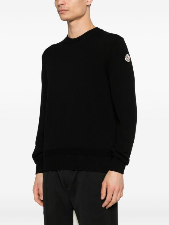 Moncler Crewneck Sweater With Ribbed Detailing And Discreet Logo