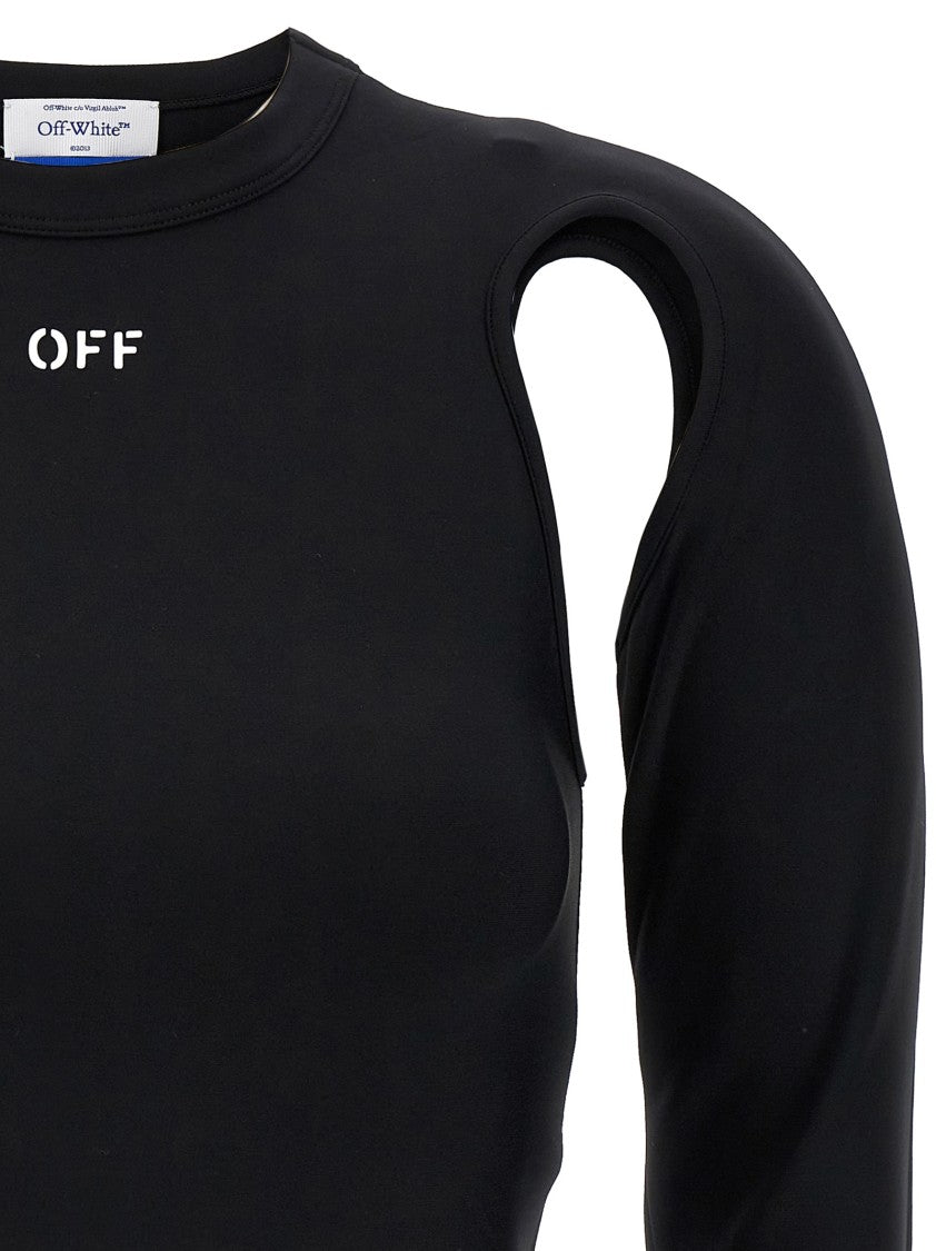 Off-White Fitted Crop Top With Unique Cut-Out Details
