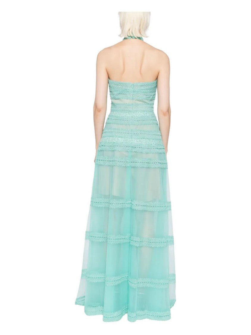 Saiid Kobeisy Lace Striped Long Dress