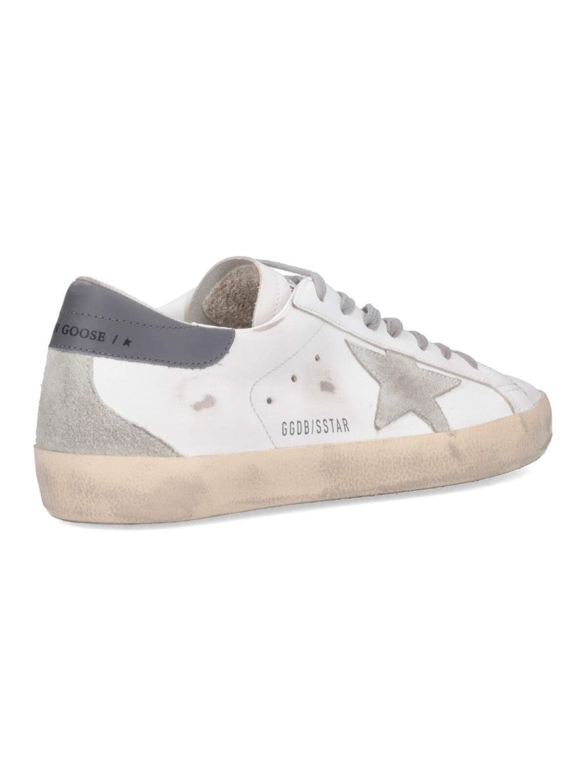 Golden Goose Worn-In White Leather Sneakers With Grey Suede Accents