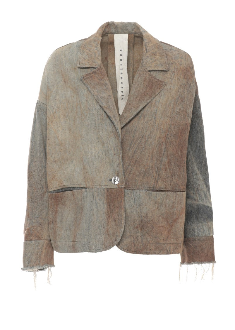 Sanctamuerte Brown Denim Classic Lapel Blazer