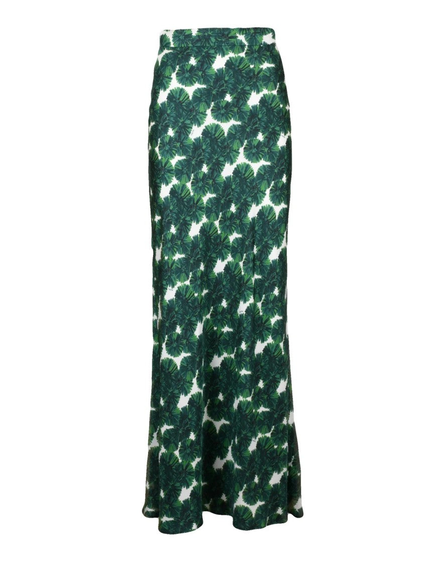 Max Mara High-Waisted Pure Silk Skirt With Leafy Pattern