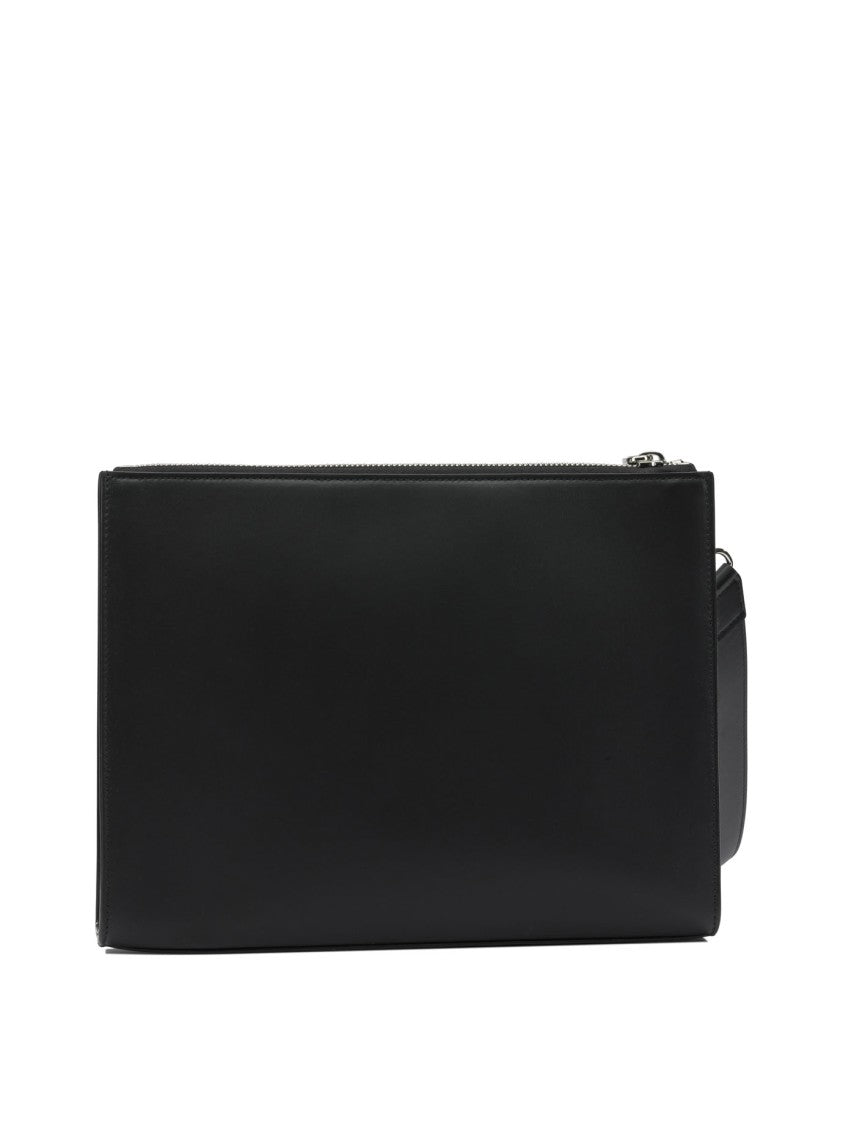 Alexander Mcqueen Rectangular Leather Pouch With Metallic Logo Detail