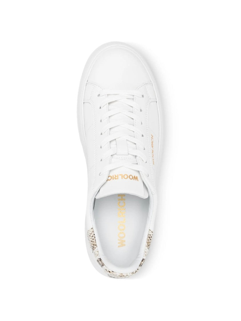 Woolrich White Chunky Court Calf Pitone Sneakers