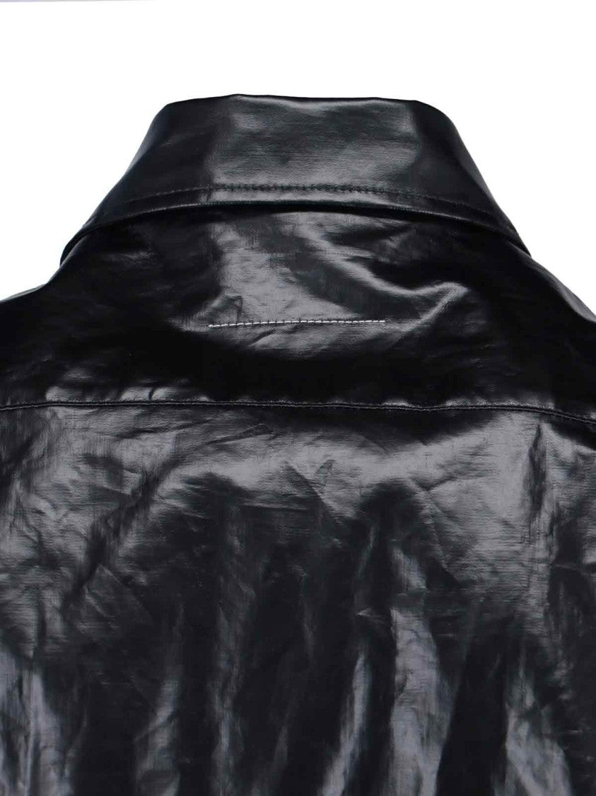 Mm6 By Maison Margiela Button-Up Black Shirt With Tailored Fit And Pointed Collar