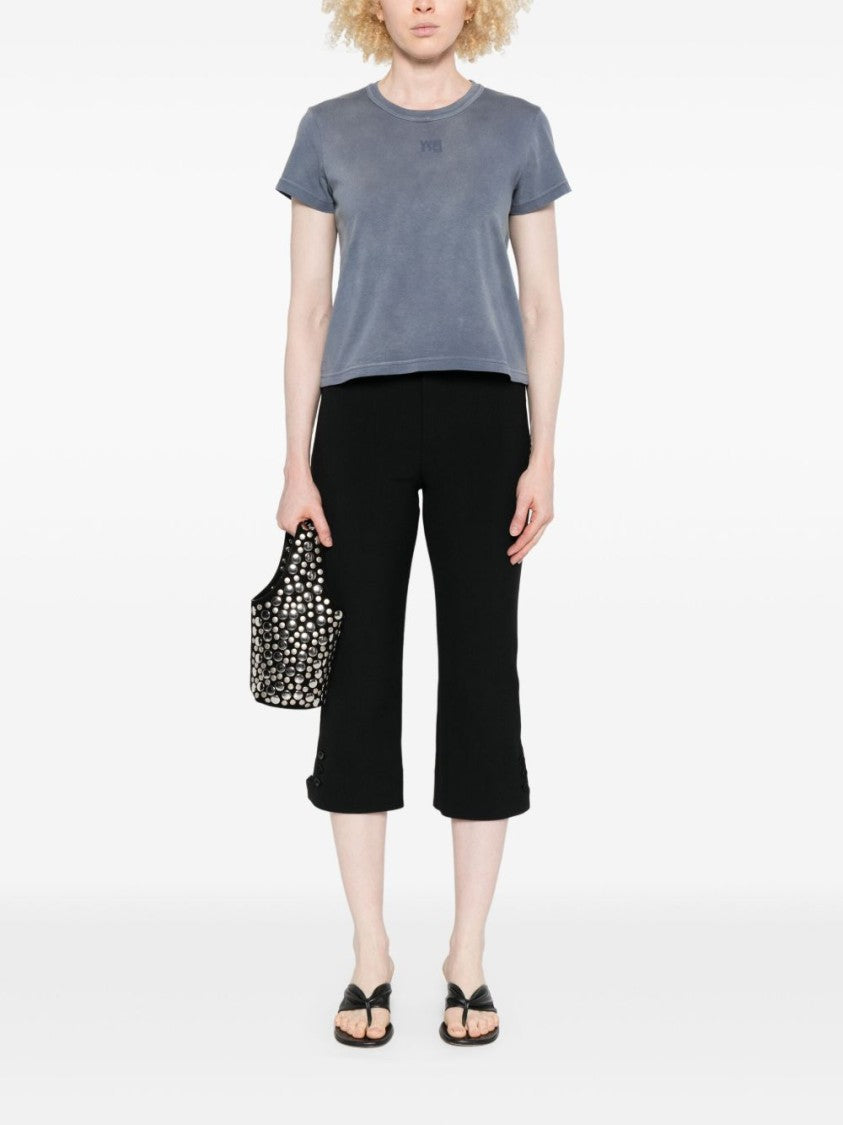 Alexander Wang Cropped Polo T-Shirt In Washed Blue