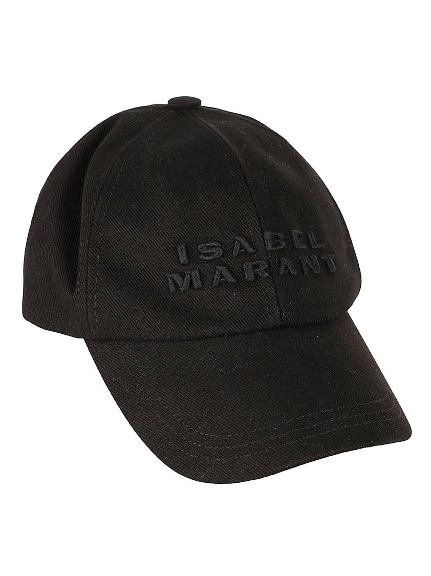 Isabel Marant Structured Black Cap With Embossed Lettering