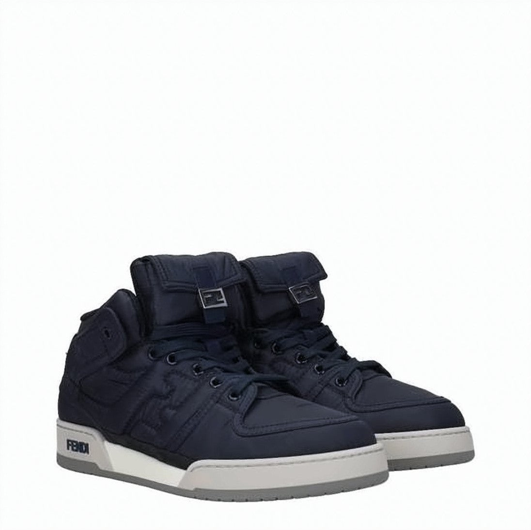 Fendi Mid-Top Sneakers With Padded Polyamide Upper And Metallic Buckle