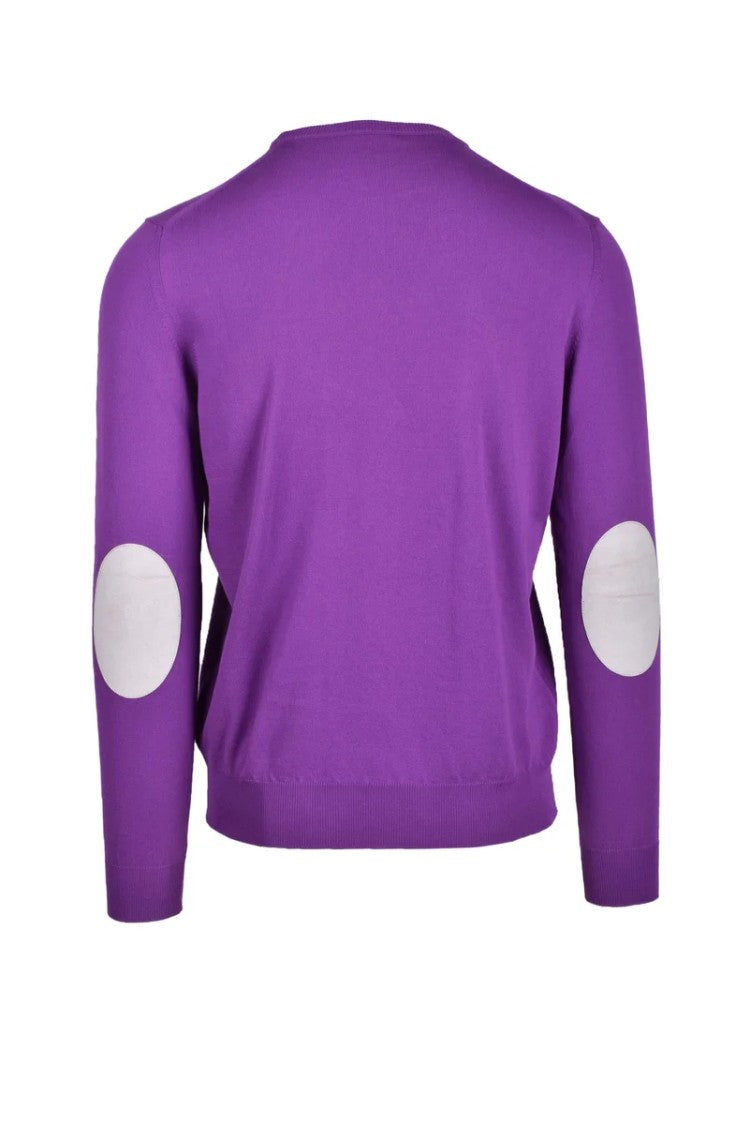 Manipur Purple Elbow-Patch Cotton Sweater