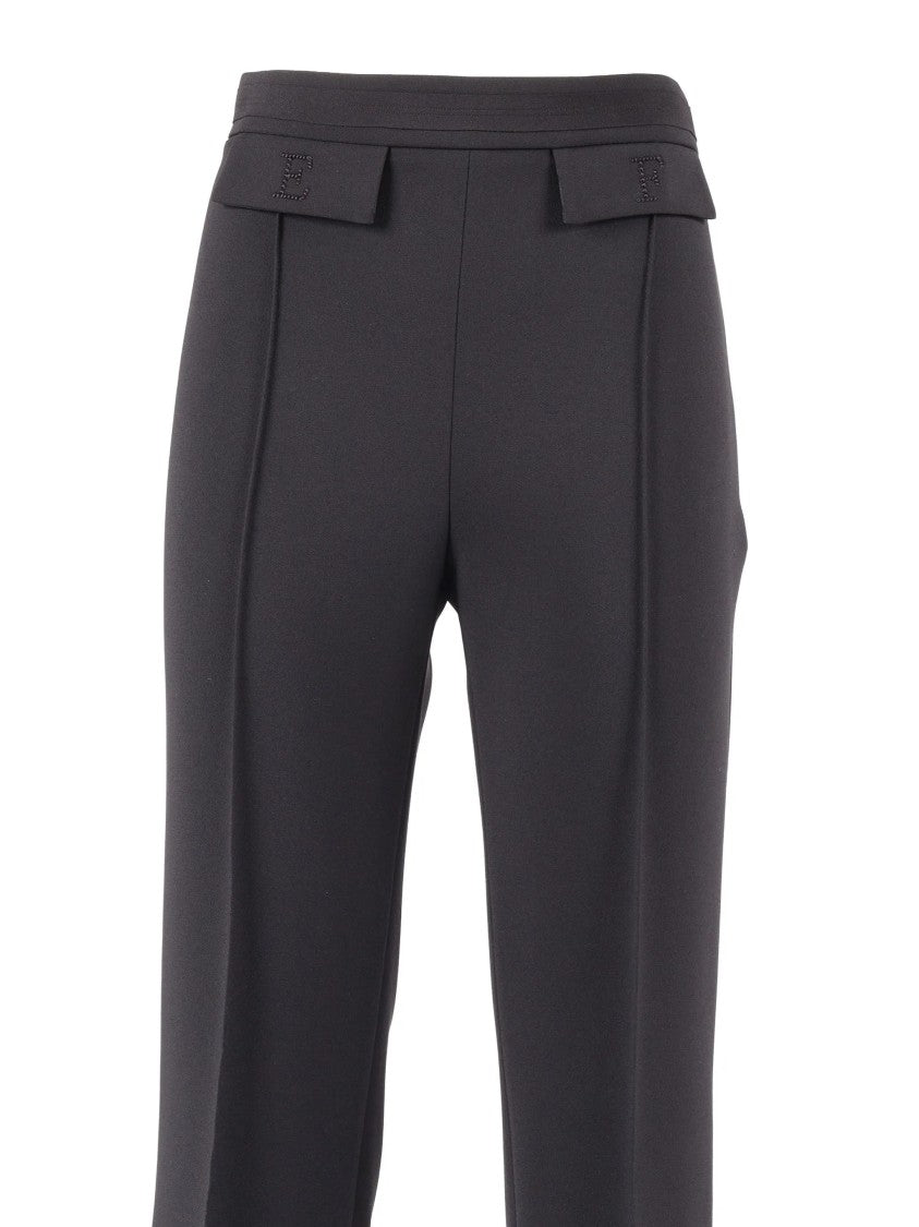 Elisabetta Franchi High-Waist Black Structured Wide-Leg Pants