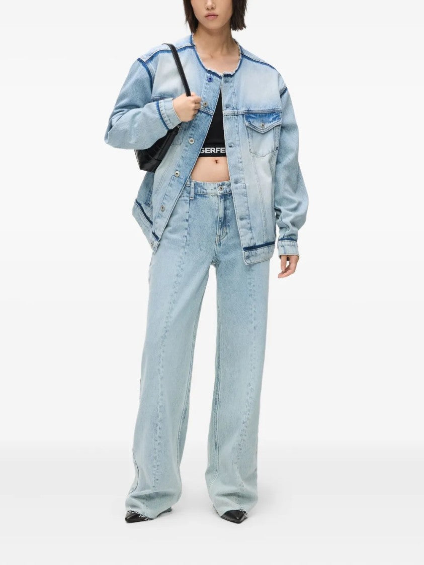 Karl Lagerfeld High-Waisted Wide-Leg Jeans With Classic Five-Pocket Styling
