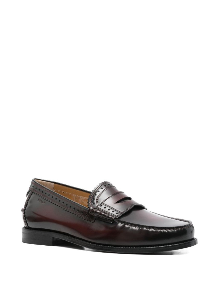 Bally Burgundy Leather Flat Shoes