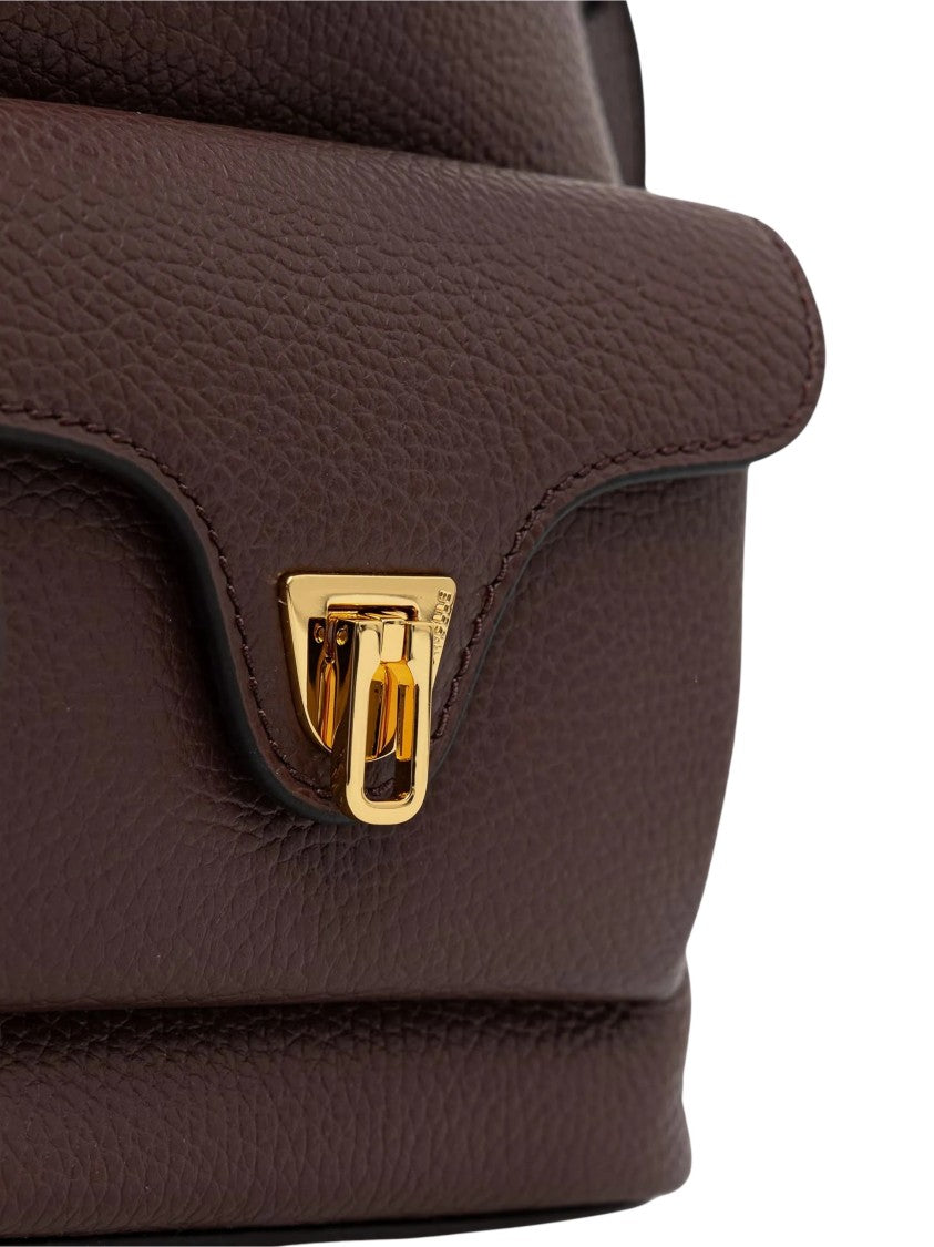 Coccinelle Pebbled Leather Bucket Bag With Gold Accents