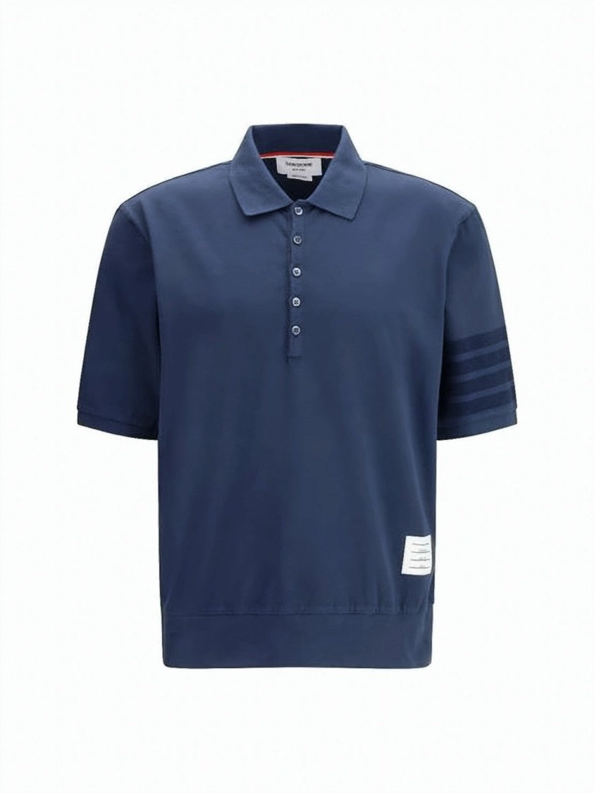 Thom Browne Blue Garment-Overdyed Jersey Polo Shirt