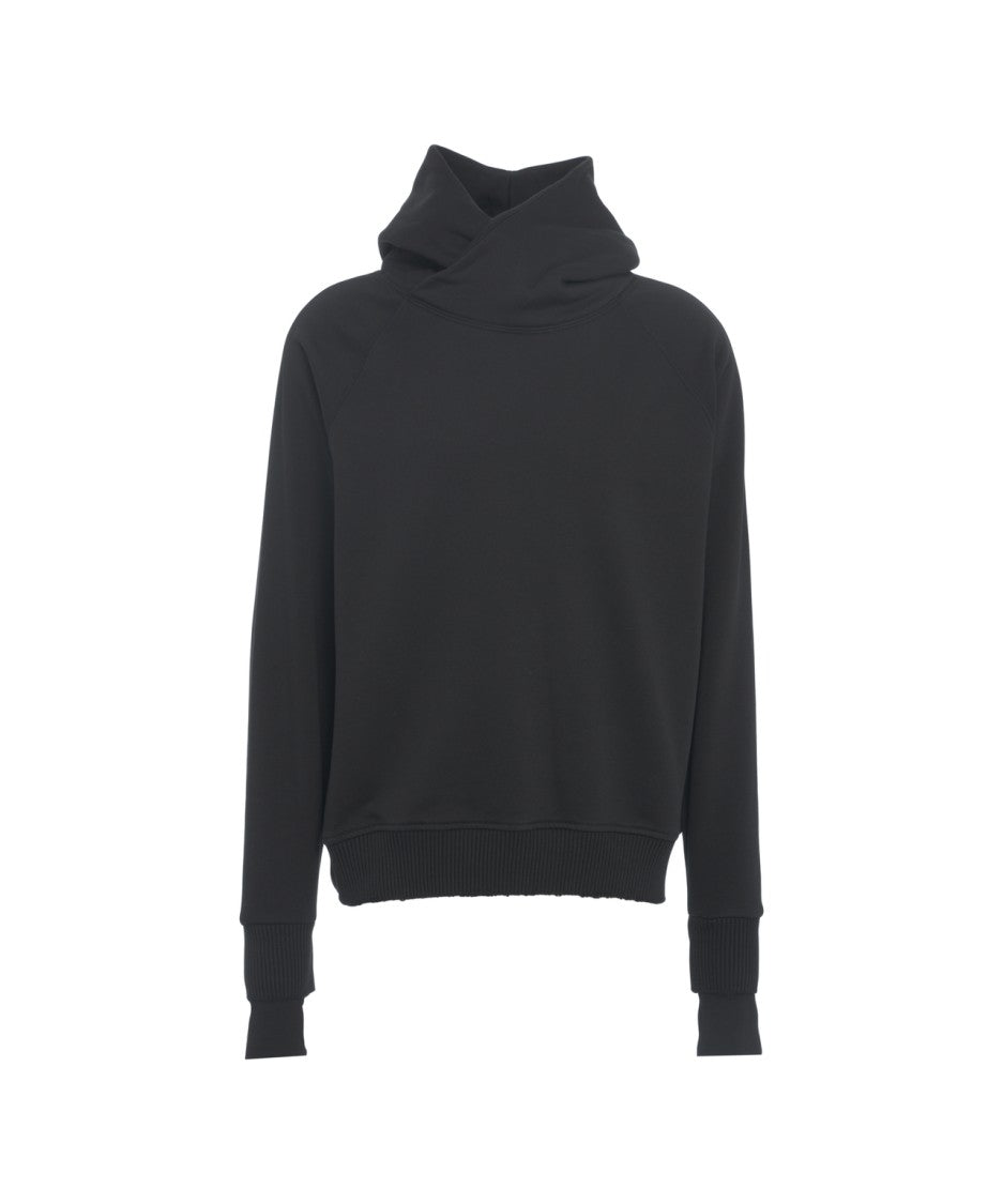 Thom Krom High-Collared Black Sweatshirt With Seamless Hood