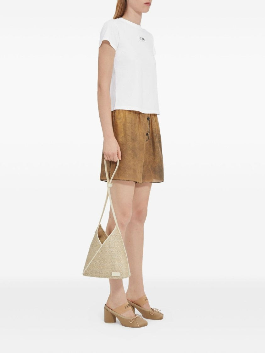 Mm6 By Maison Margiela Relaxed Fit White Cotton T-Shirt With Centered Logo