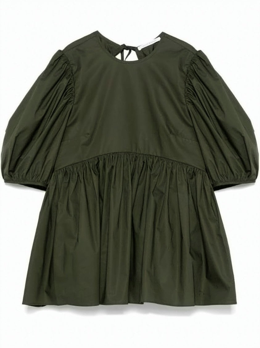 Cecilie Bahnsen Gathered Peplum Top With Puffed Sleeves