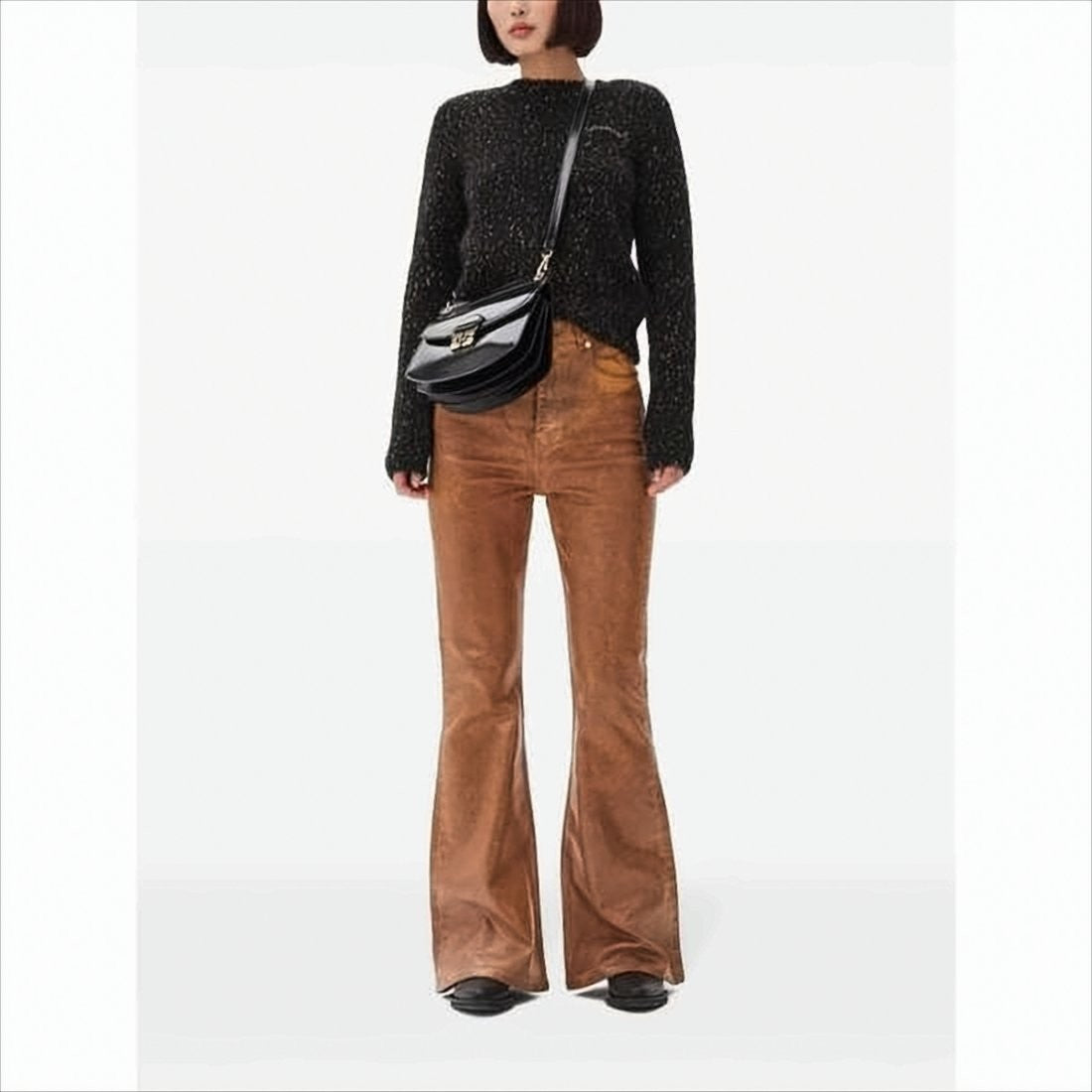 Ganni Textured Knit Sweater With Classic Crew Neckline