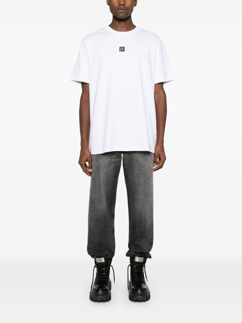 Balmain White T-Shirt Regular Fit Pb T-Shirt