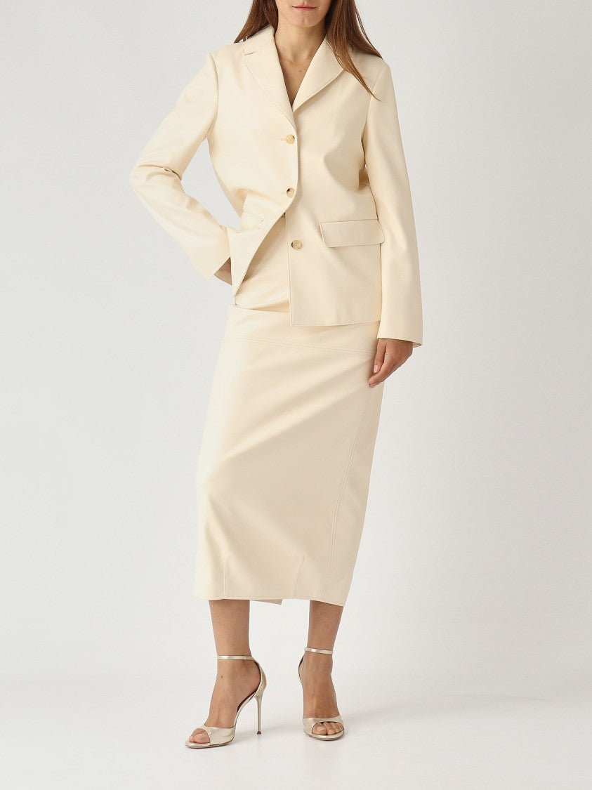 Max Mara Ivory Tailored Jacket With Notched Lapel