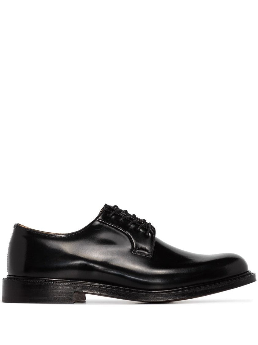 Church's Black Polished Leather Open-Lacing Derby Shoes