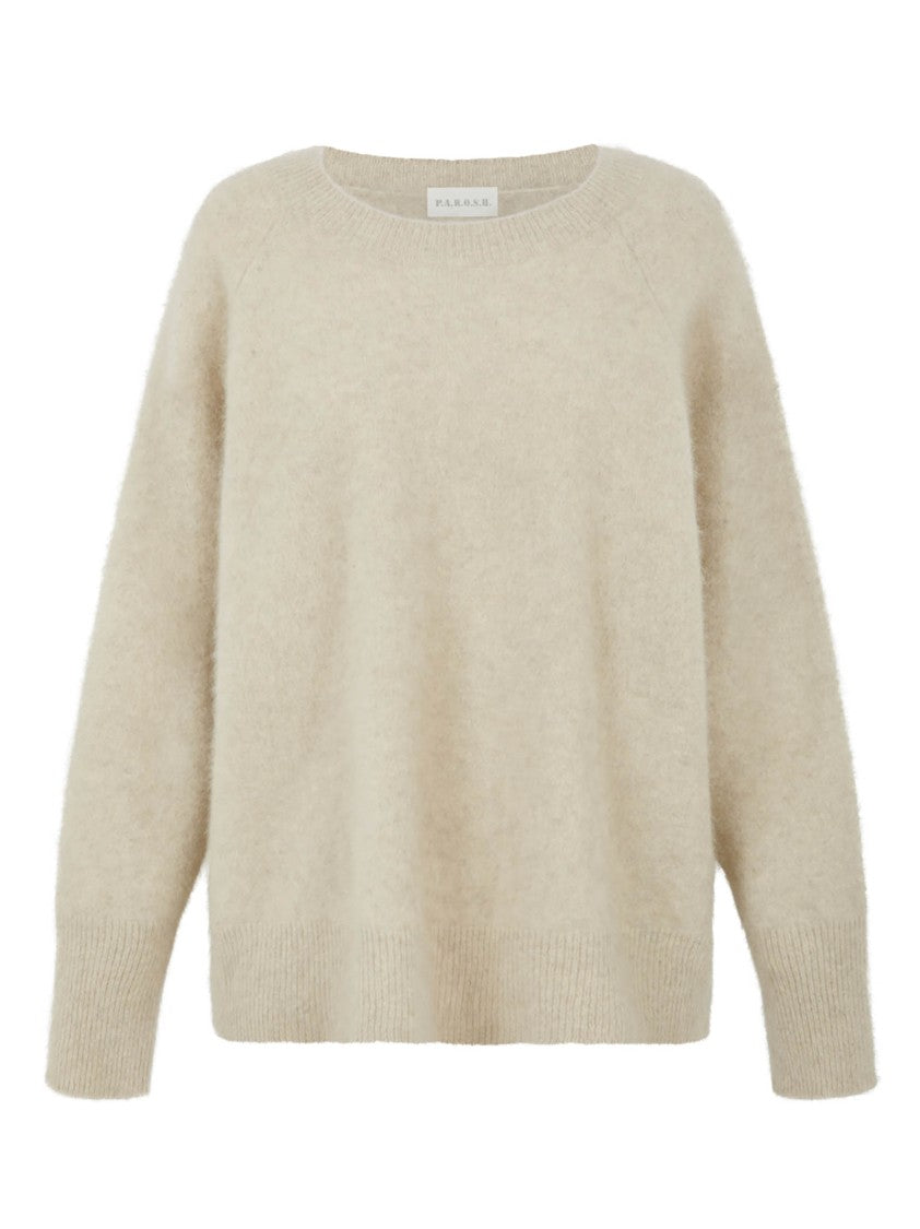 Parosh Long-Sleeved Crew Neck Sweater In Soft Butter Shade
