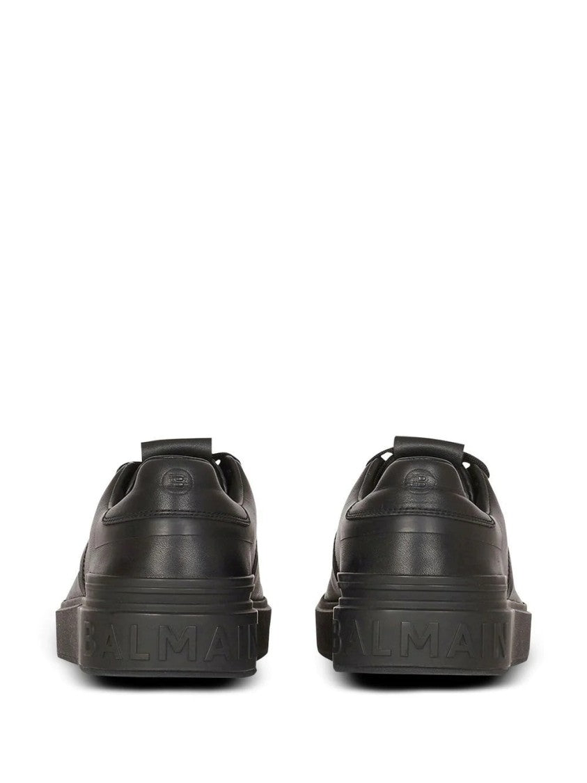 Balmain Black B Court Calfskin Low-Top Sneakers
