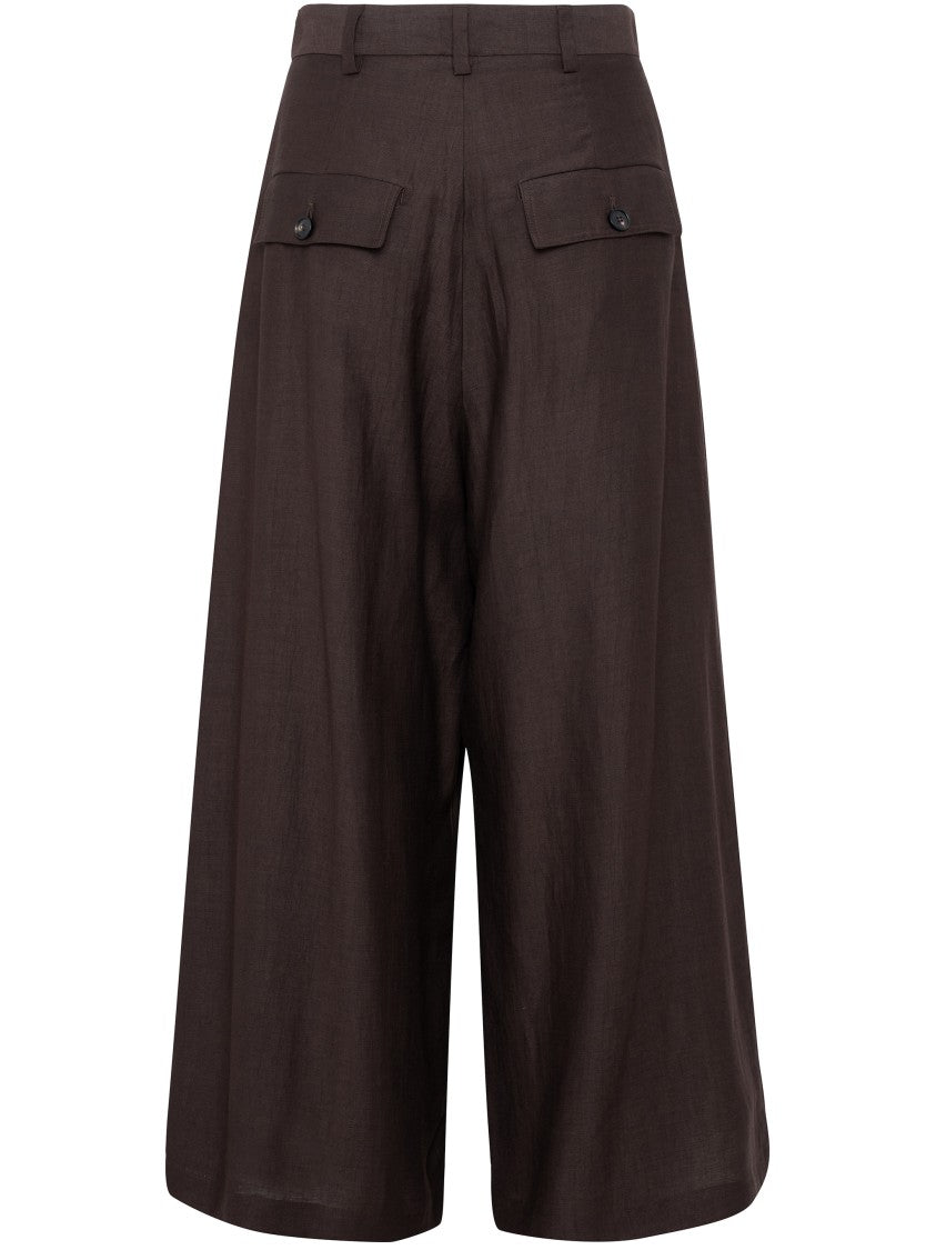 Tela Brown Pantagonna Cookie Wide-Leg Cropped Pants