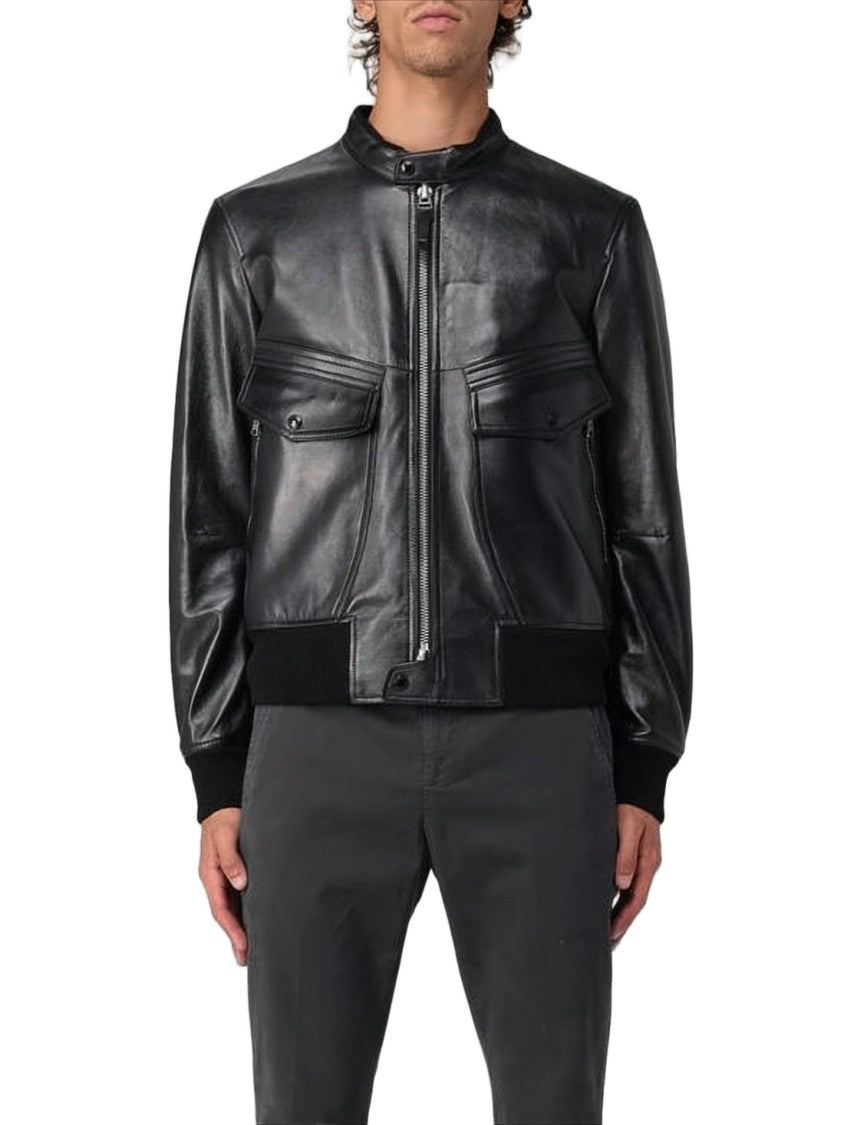 Tom Ford Smooth Lambskin Leather Jacket With Minimalist Design