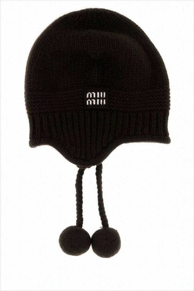 Miu Miu Knitted Brown Hat With Ear Flaps