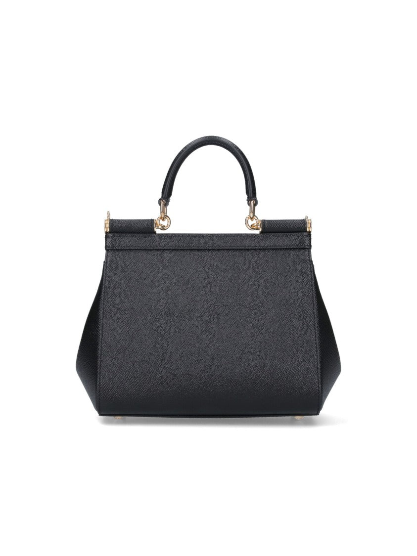 Dolce & Gabbana Black Sicily Textured Leather Handbag