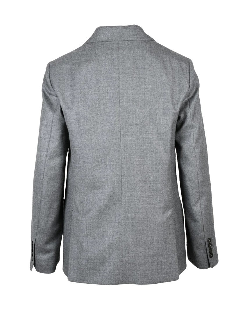Slowear Grey Double-Breasted Tailored Virgin Wool Blazer