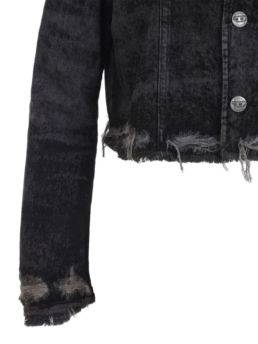 Diesel Cropped Jacket With Distressed Hem