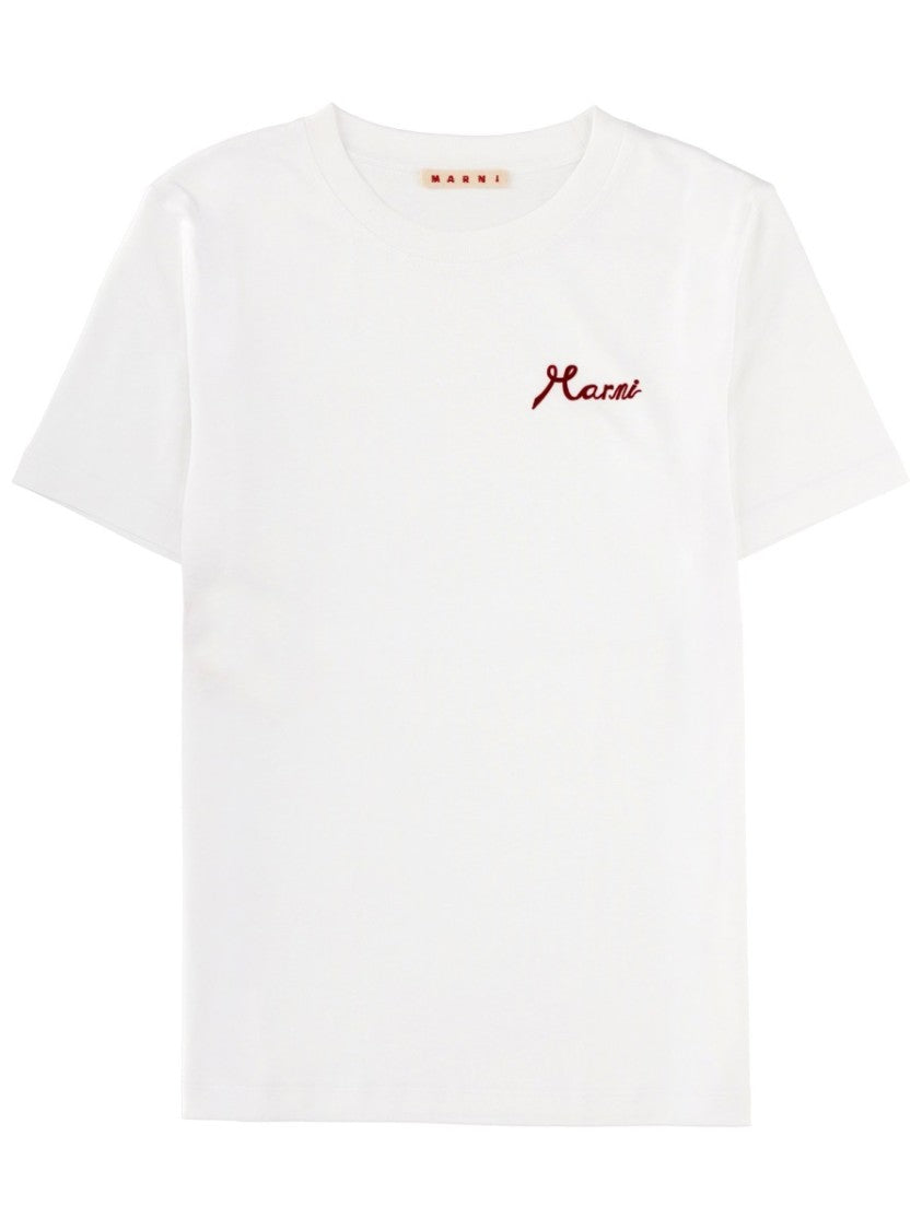 Marni Marni Red Embroidered Logo T-Shirt