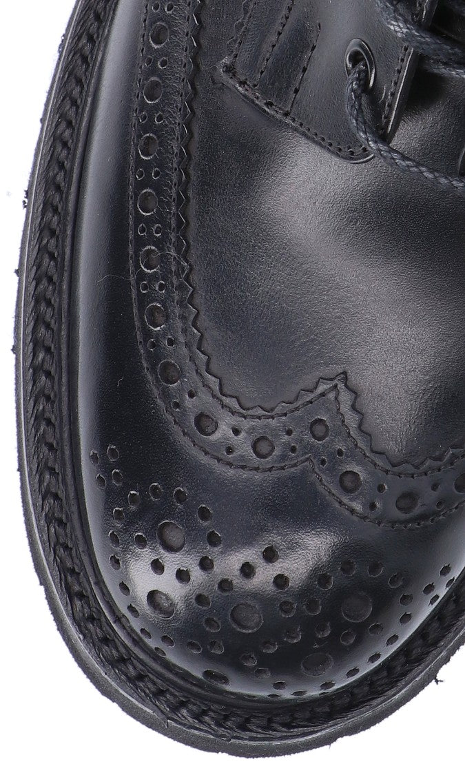 Tricker's Classic Brogue Lace-Up Black Leather Boots