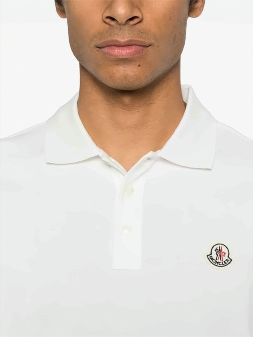 Moncler Classic White Polo Shirt With Striped Accents Andlogo