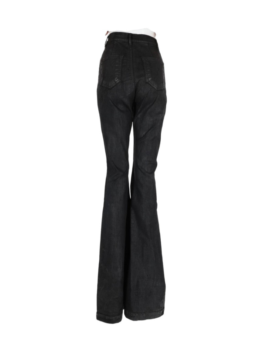 Drkshdw By Rick Owens Black Flared High Waist Cotton-Blend Jeans