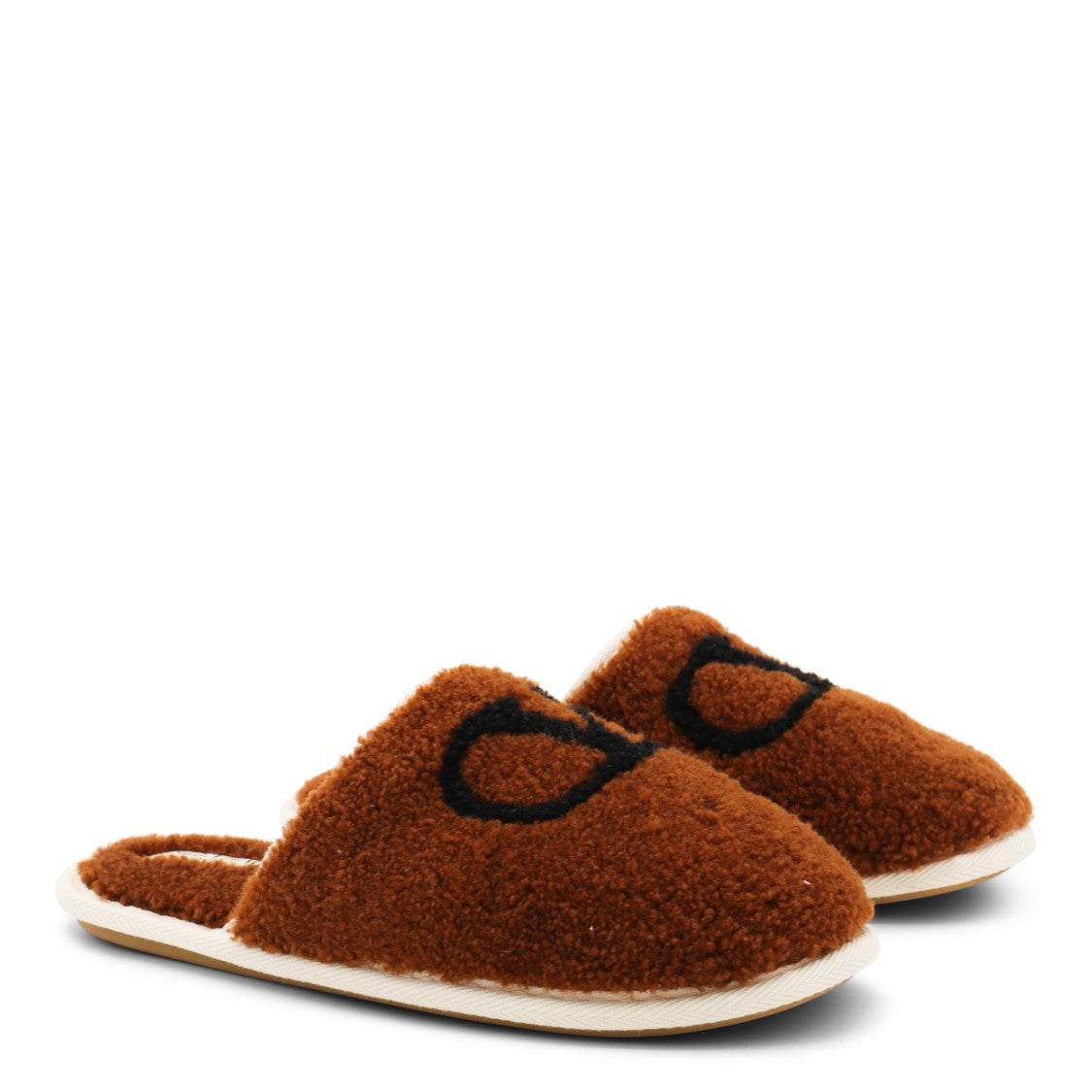 Valentino Garavani Brown Slip-On Flats With V Logo Detail