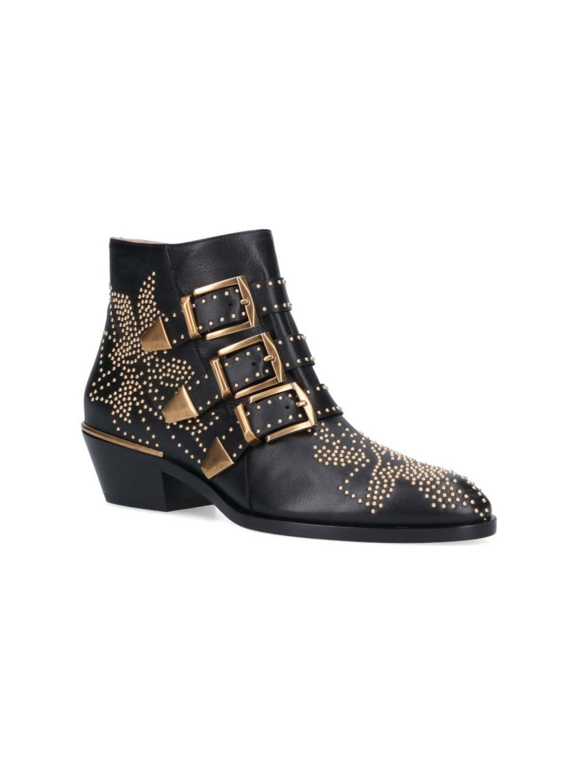 Chloé Black Nappa Leather Ankle Boots