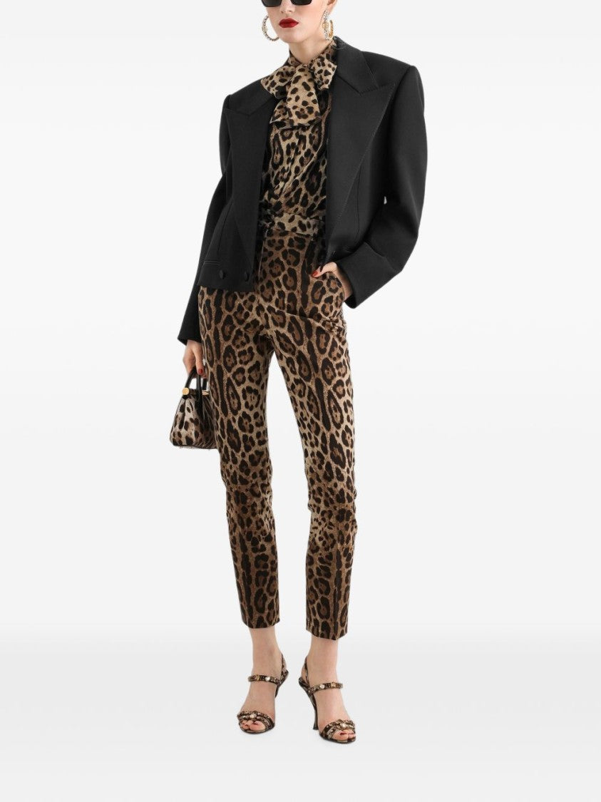 Dolce & Gabbana Multicolor Slim-Fit Leopard Print Trousers