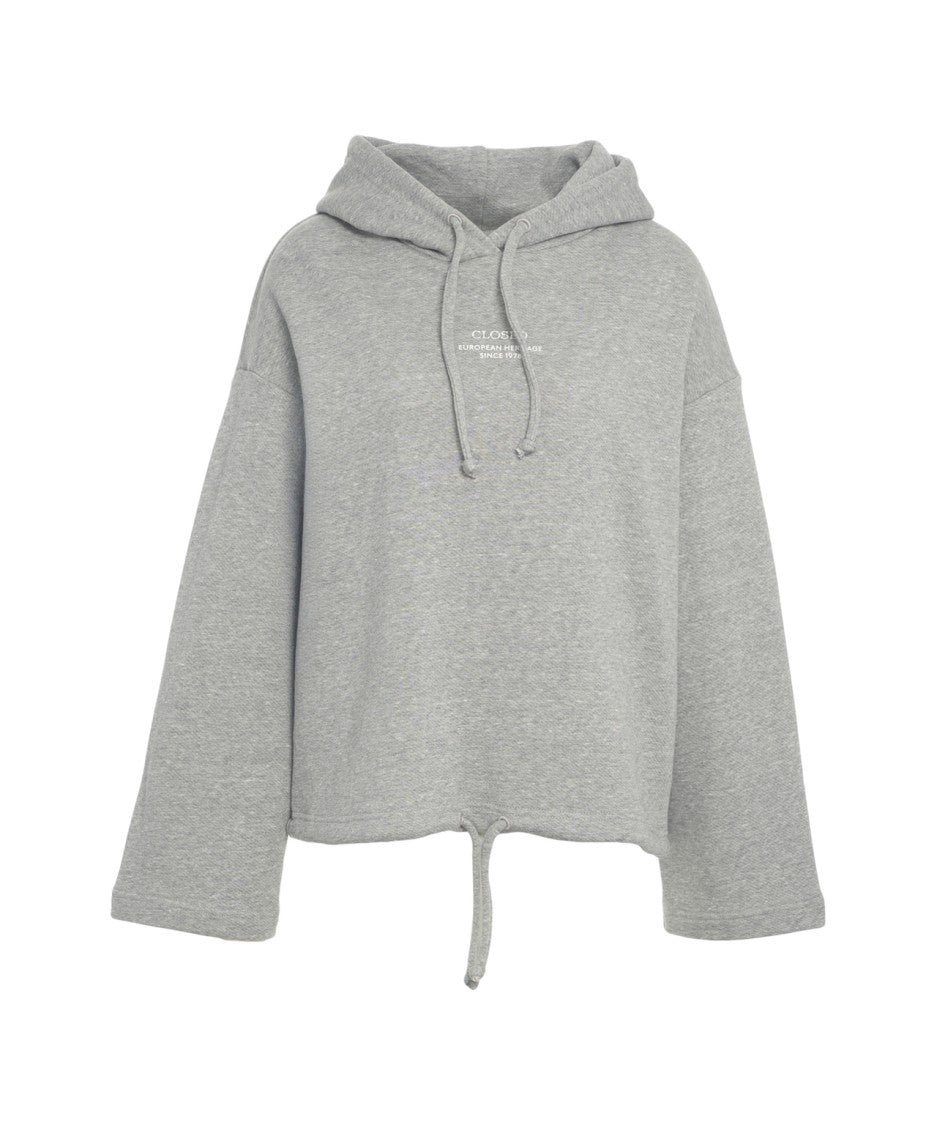 Closed Oversized Grey Hoodie With Discreet Logo